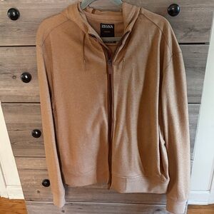Ermenegildo Zegna Beige Zip-Up Hoodie